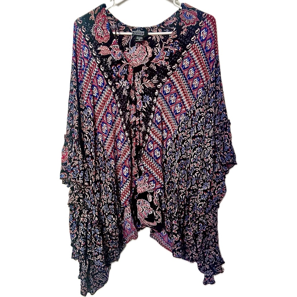 Angie Multicolor Bohemian Floral Kimono Size S